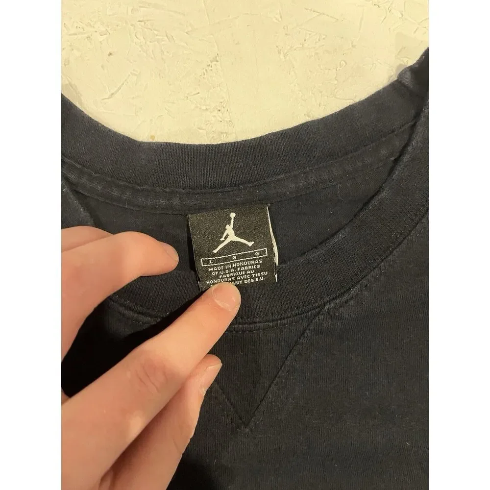 Vintage Jordan Shirt Mens L‎ Black Jumpman Logo Short Sleeve Shoes Sneakers